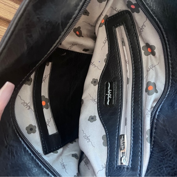 ESPE Vegan Leather Shoulder/ Messenger  Purse Tote Bag Blue And Denim - Picture 7 of 12